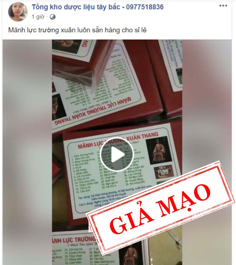 Mãnh lực trường xuân giả bán công khai trên facebook