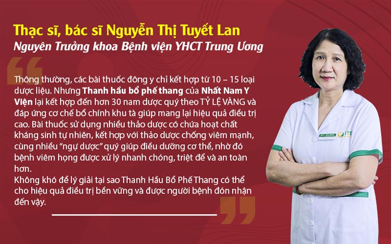 Bác sĩ Tuyết Lan đánh giá về hiệu quả điều trị của Thanh hầu bổ phế thang