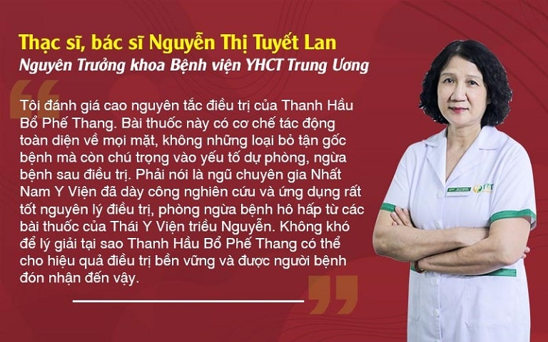 Bác sĩ Nguyễn Thị Tuyết Lan đánh giá cao về cơ chế tác động của bài thuốc