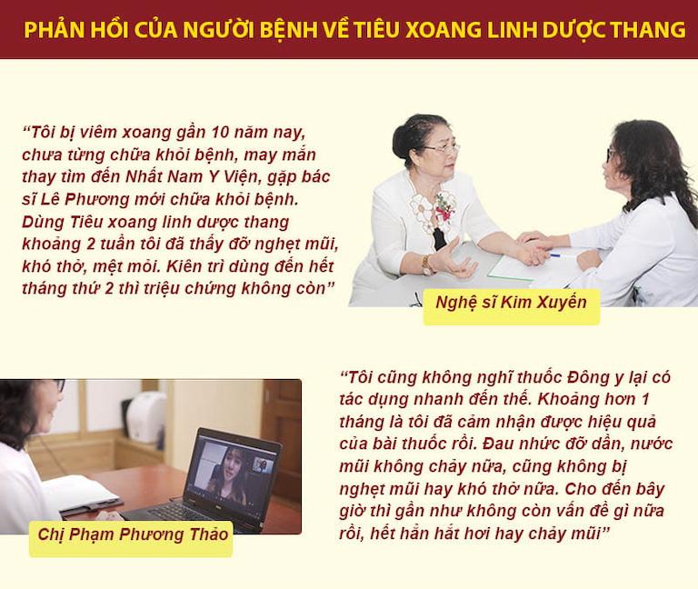 Chia sẻ của nghệ sĩ Kim Xuyến và chị Phương Thảo sau khi sử dụng Tiêu xoang linh dược thang